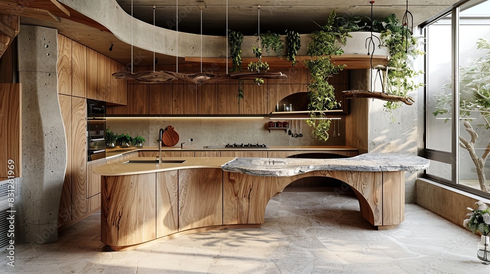 Ultra-modern open kitchen with an organic design Ultra-modern open kitchen with an organic design