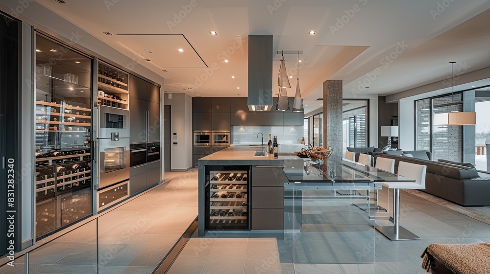 Ultra-modern open kitchen with streamlined design
