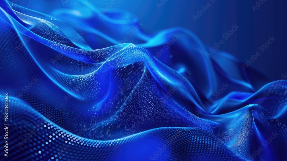 Obraz premium Abstract hi-tech blue background with flowing particle curves and a futuristic design, perfect for modern visuals