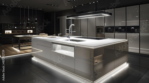 Ultra-modern open kitchen with a minimalist design © Aeman
