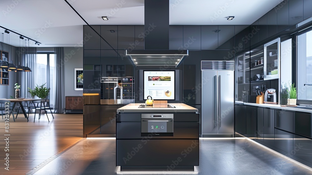 Ultra-modern open kitchen with a minimalist design Ultra-modern open kitchen with a minimalist design