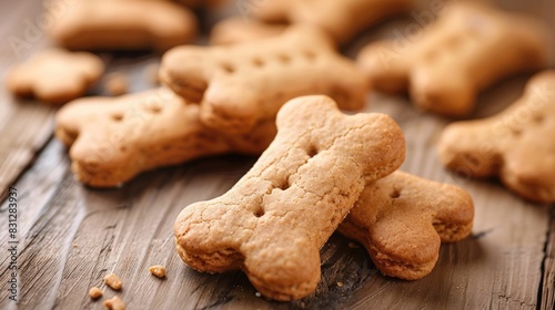 Dog Biscuits Shaped Like a Bone for Canine Nutrition photo