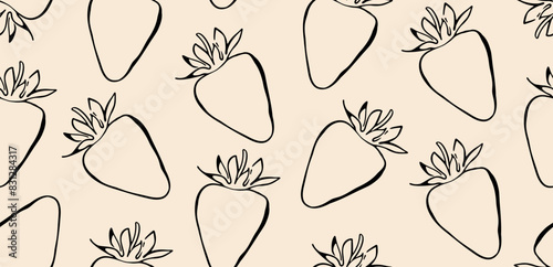 Strawberries abstract seamless pattern. Vector illustration.