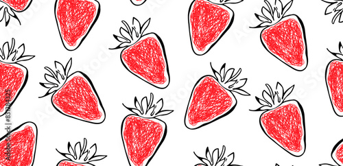 Strawberries abstract seamless pattern. Vector illustration.