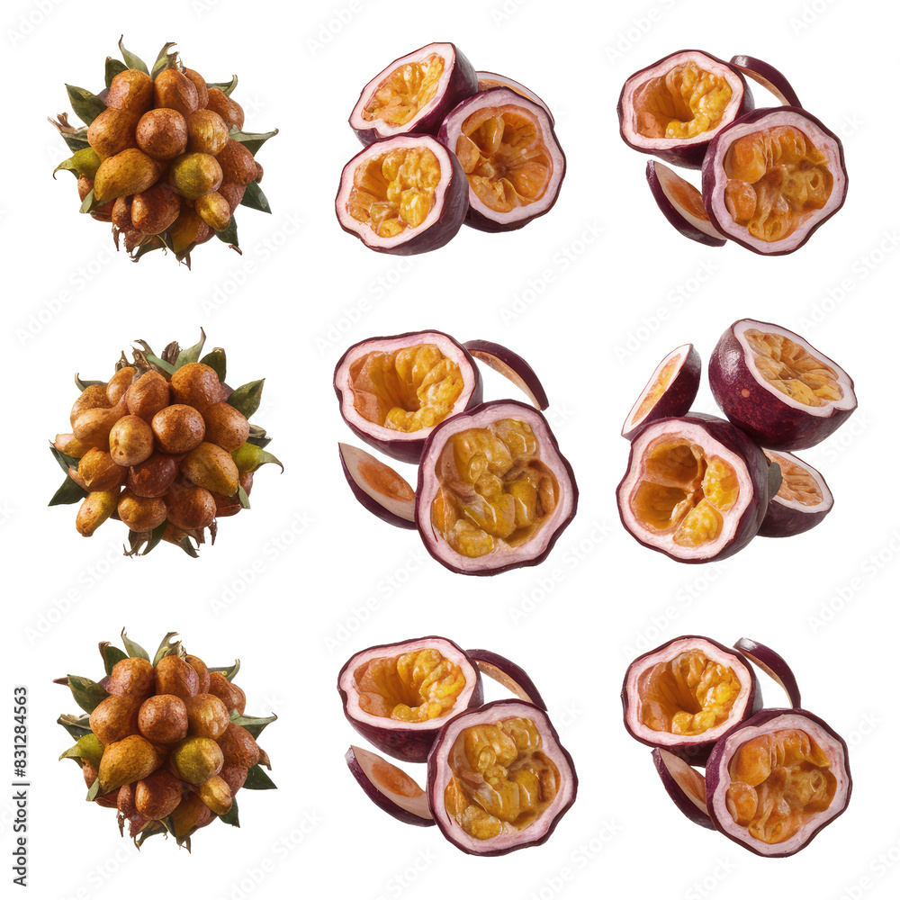 Isolated PNG Passion Fruit, GENERATIVE AI Isolated PNG Passion Fruit, GENERATIVE AI
