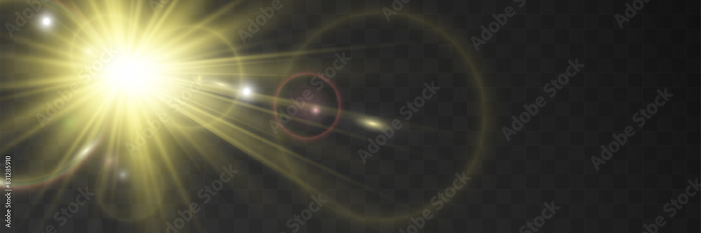 Obraz premium Spark of light.The star flashes brightly.Set of glowing effects. 