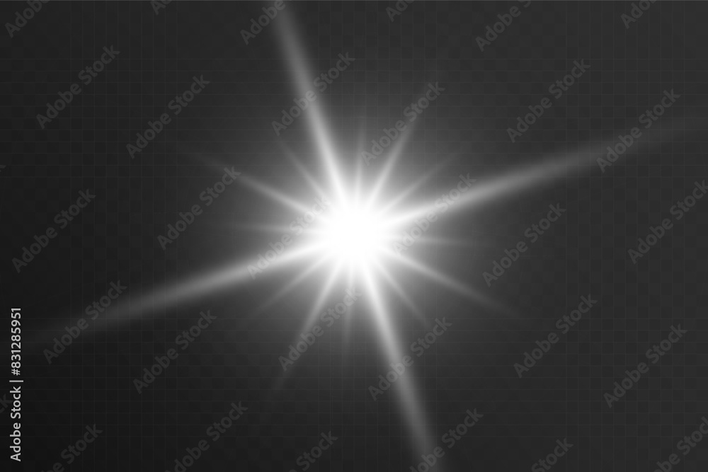 Obraz premium Spark of light.The star flashes brightly.Set of glowing effects. 