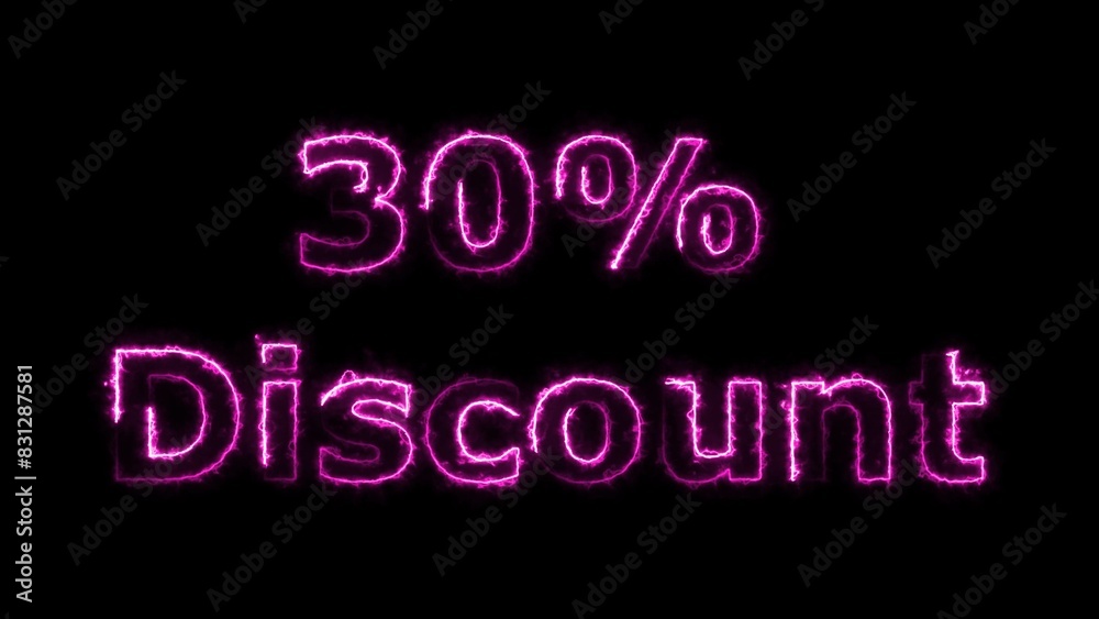 30% discount neon icon, with neon fire effect sale post background. 30% discount neon icon, with neon fire effect sale post background.