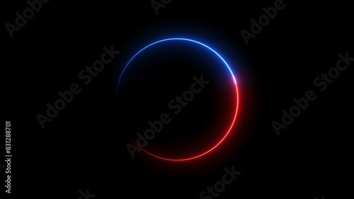 Abstract beautiful red blue neon frame circle loading icon background illustration 4k.	