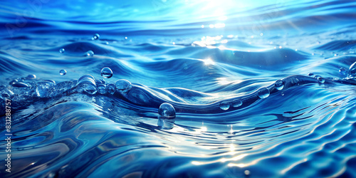 Wasser mit Tropfen und Wellen - Blau - Sauberes Trinkwasser  - Umwelt - Wassermangel photo