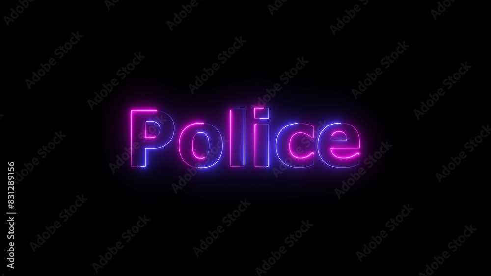 Abstract glowing neon texture POLICE word's illustration background. Abstract glowing neon texture POLICE word's illustration background.