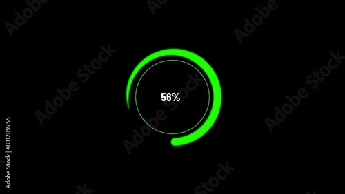 Loading circle processing illustration 0 to 100 percent. Loading sign and Downloading  complete. © liton