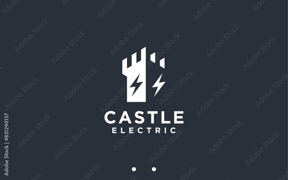 Fototapeta premium electric castle logo design vector silhouette illustration