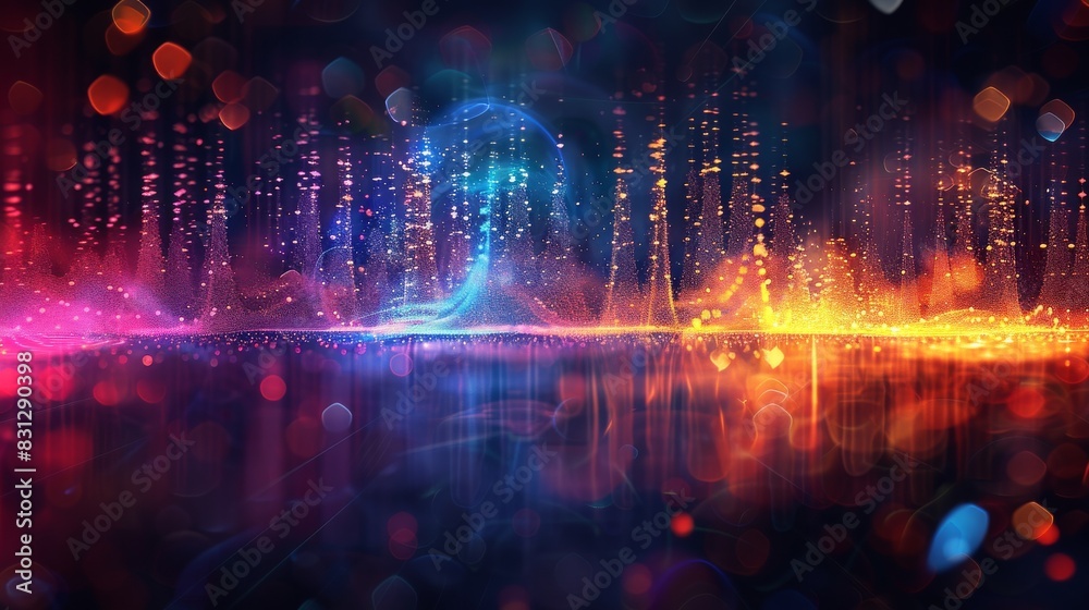 A colorful wave of light with a red and orange section. background and wallpaper