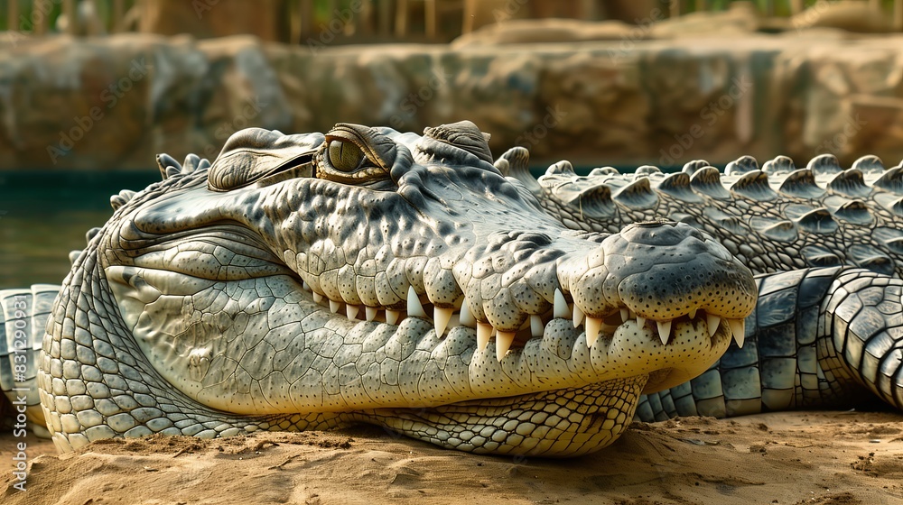 Obraz premium Close-up of a Smiling Crocodile