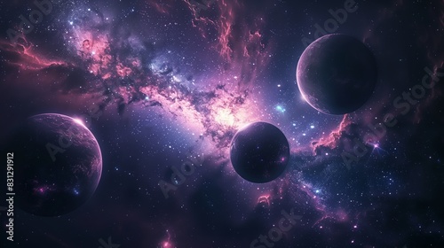 Group of Planets and Stars in the Sky photo