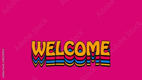Welcome Retro vintage text motion trail effect animation