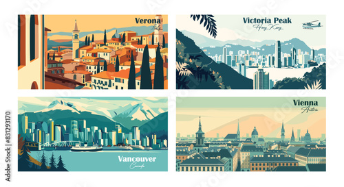 vancouver, canada, verona, italy, victoria peak, hong kong, vienna, austria, abstract, travel, art, artwork, background, banner, beautiful, campers, collection, color, colorful, decor, design, digital