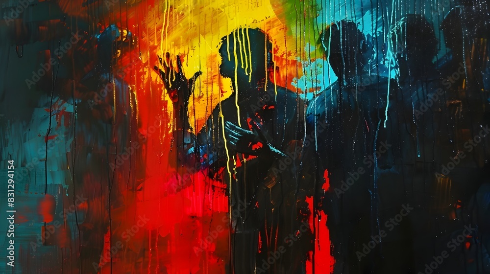 Obraz premium Vibrant Acrylic Painting with Expressive Brushstrokes and Bold Colors