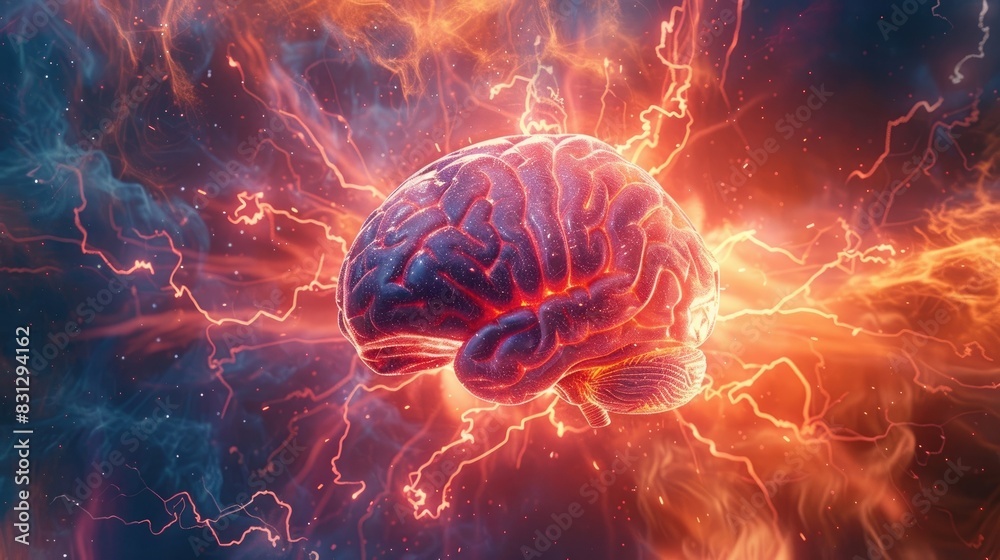 An image of a brain with electrical impulses, representing the firing of neurons. An image of a brain with electrical impulses, representing the firing of neurons.