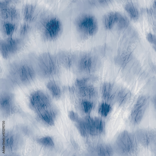 Denim Tie Dye Paint. Splash Gradient Tie Dye. Blue Abstract Grunge. Tiedye Print. Navy Circle Repeat. Seamless Stripe Tie Die. Blue Spot Background. Vector Navy Background. Tie Dye Print Mark.