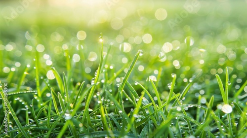 Lush green lawn with fresh dew