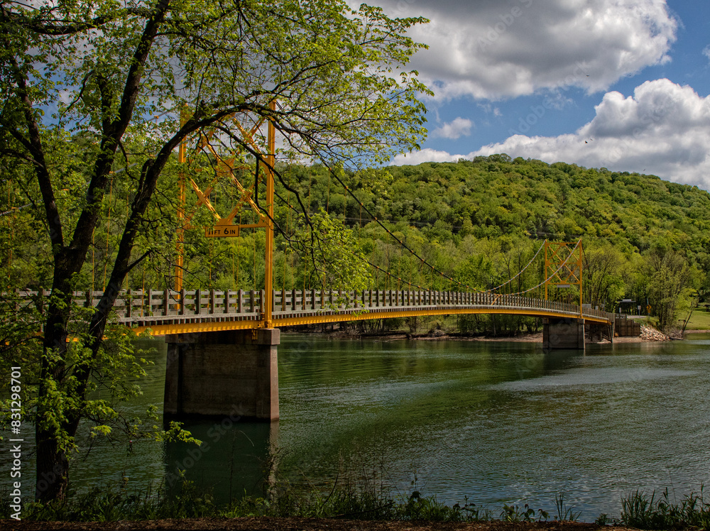 Suspension Bridge over the White River. State maintained bridge. Arkansas Highway 187. Little Golden Gate Bridge. Suspension Bridge over the White River. State maintained bridge. Arkansas Highway 187. Little Golden Gate Bridge.