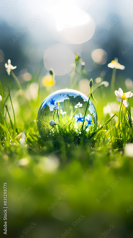 A vibrant earth with a variety of flowers and plants growing on its surface A vibrant earth with a variety of flowers and plants growing on its surface