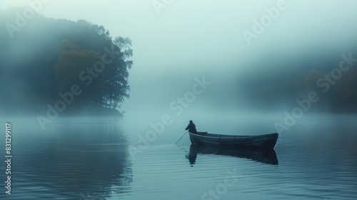 Serene lake solitude at dawn