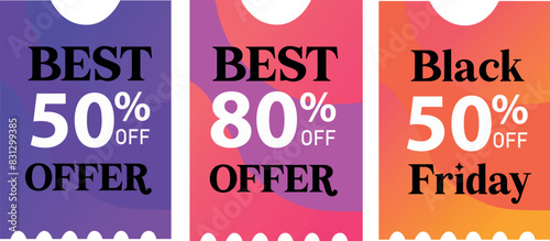 Discount coupons vector illustration set