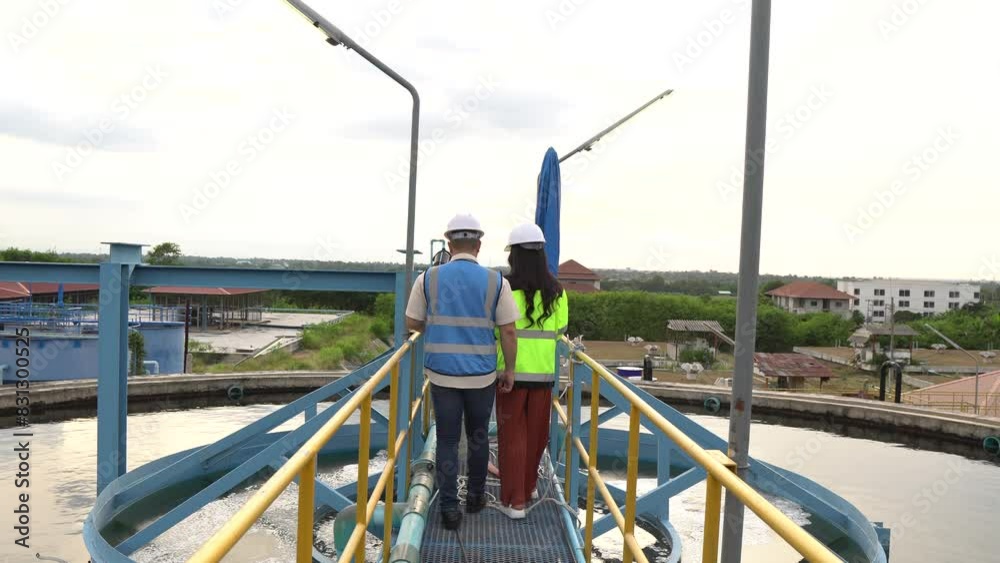 Service engineer checking on waste water treatment plant,Environmental engineers inspect quality at water plants,Technicians work at a water station to produce tap water. Service engineer checking on waste water treatment plant,Environmental engineers inspect quality at water plants,Technicians work at a water station to produce tap water.