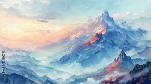 Majestic mountain landscape at sunrise