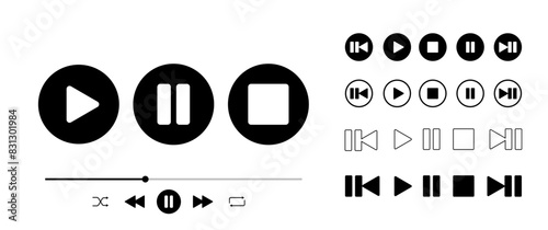 Audio player vector icon,Flat icons in modern style, Play and Pause button, music graphic elements for social media Ads and banner, illustration