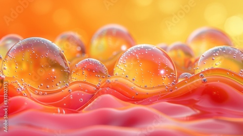 An image of a 3D image of 3D shapes floating in fluid freeforms. photo