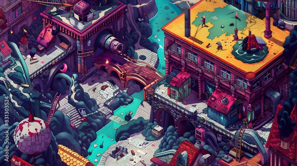 Fototapeta premium Otherworldly Metropolis:A Fantastical Cityscape of Imagination and Technological Wonders
