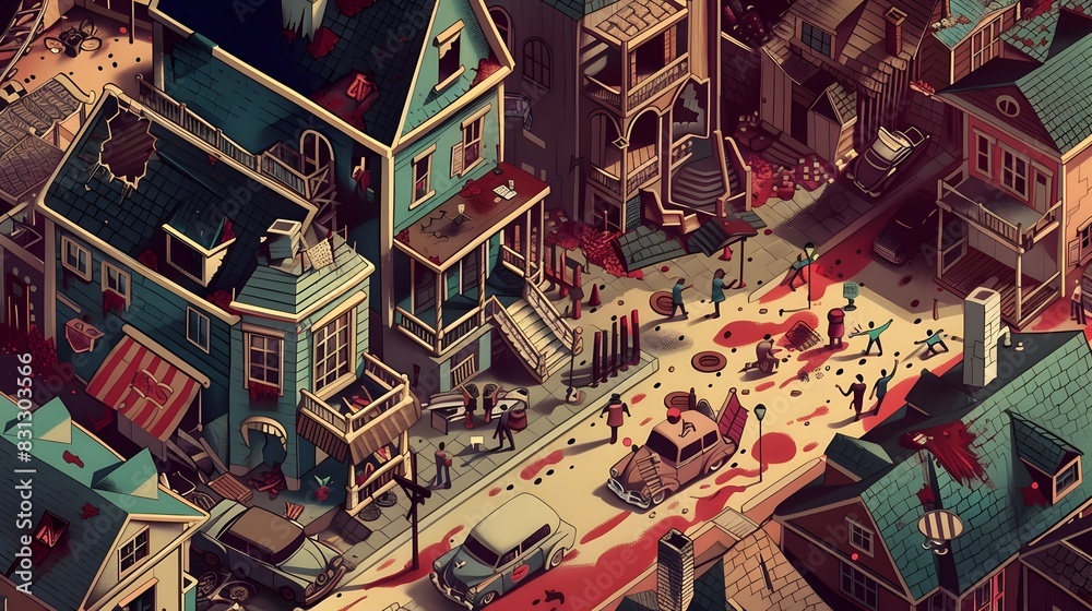 Obraz premium Vibrant Nighttime City Streetscape in Colorful Architectural