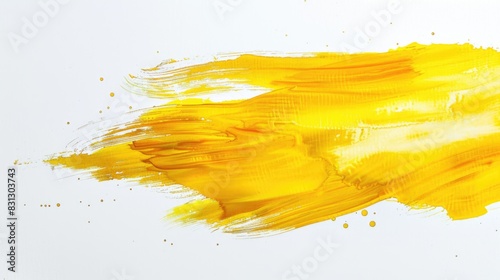 Vibrant Yellow Paint Stroke on White Background