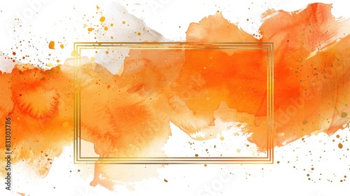 Vibrant Orange Watercolor Splash on White Background