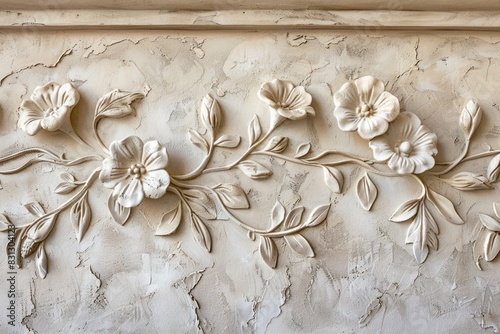 Elegant Floral Bas-Relief Decoration Detail