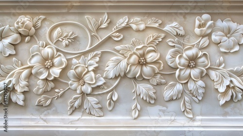 Elegant Floral Bas-Relief Decoration Detail