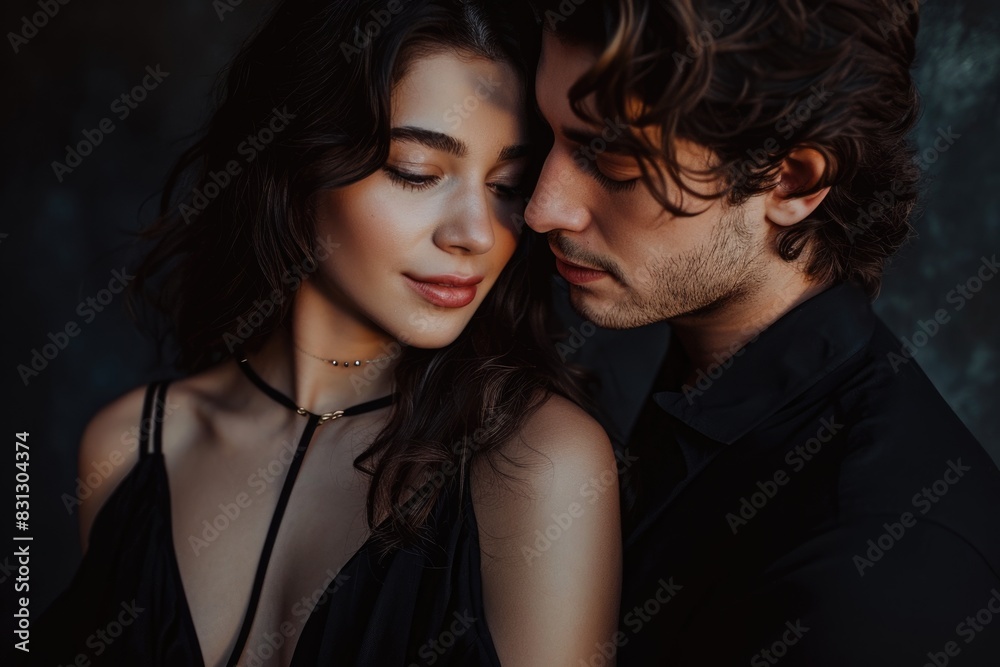 Intimate Couple Embracing in Dim Light Intimate Couple Embracing in Dim Light