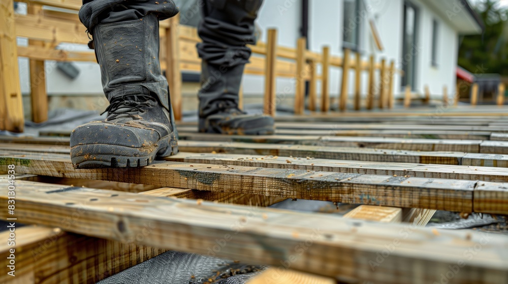Person Standing on Top of Wooden Platform Person Standing on Top of Wooden Platform