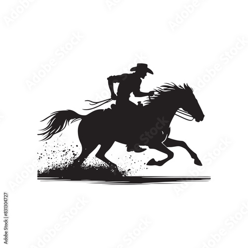 Cowboy riding on horse silhouette, ideal for graphic design projects - minimalist cowboy horse riding vector
