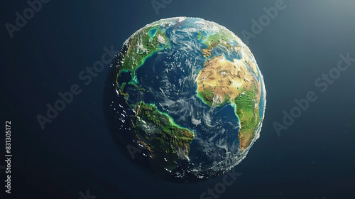 Modern clear, simple, beautiful space background, wallpaper, backdrop, texture, template, planet Earth isolated on background. LIDAR type model, terrain scan render
