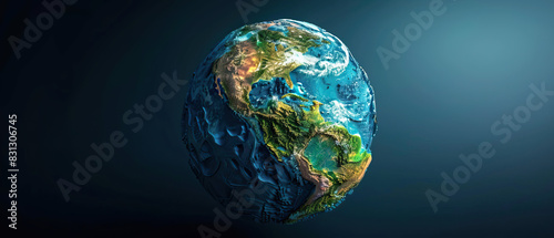 Modern clear, simple and detailed 3D South America continent map background, wallpaper, backdrop, texture, template, surface, planet Earth, isolated on background. LIDAR model, elevation terrain scan
