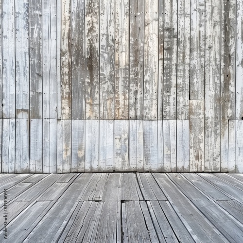 Weathered wooden wall with an urban building scene  providing space for social media content