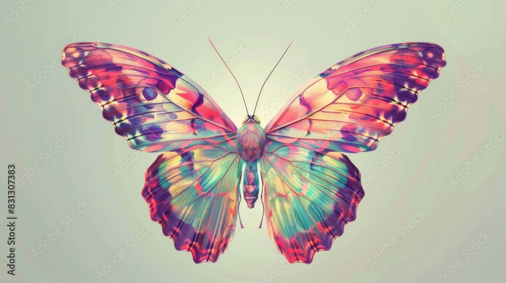 Vibrant colored butterfly on soft background