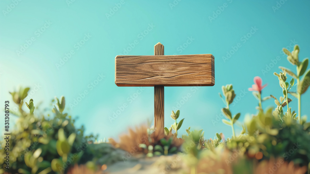 Naklejka premium 3D Render of a blank outdoor sign post