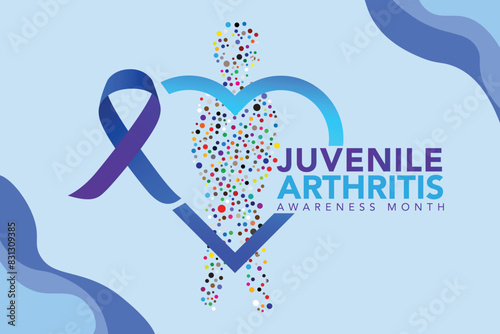 Juvenile Arthritis awareness month is observed every year in July. The most common symptoms of the disease are joint swelling, pain and stiffness, it is usually an autoimmune disorder. Vector art