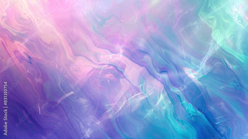 Soft pastel gradient background with blue, purple, and green hues blending seamlessly, creating a holographic, blurred abstract effect